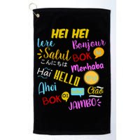 Hello Word In Different Languages Travel And Teacher Golf Towel