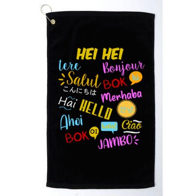 Hello Word In Different Languages Travel And Teacher Platinum Collection Golf Towel