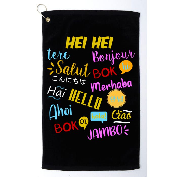 Hello Word In Different Languages Travel And Teacher Golf Towel