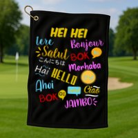 Hello Word In Different Languages Travel And Teacher Golf Towel