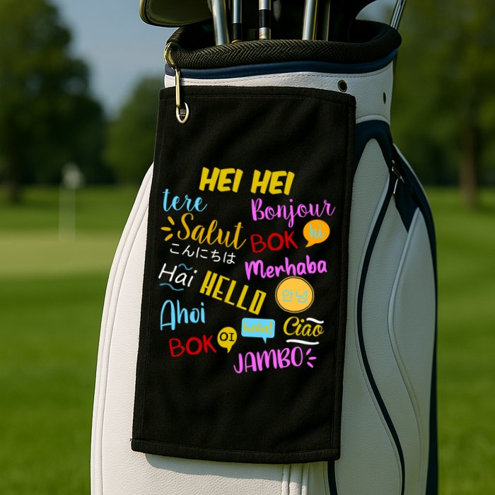 Hello Word In Different Languages Travel And Teacher Golf Towel