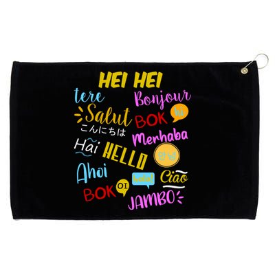 Hello Word In Different Languages Travel And Teacher Grommeted Golf Towel