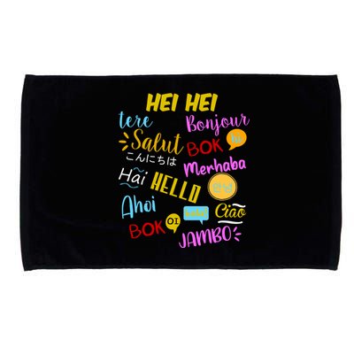 Hello Word In Different Languages Travel And Teacher Microfiber Hand Towel