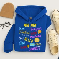 Hello Word In Different Languages Travel And Teacher Hoodie