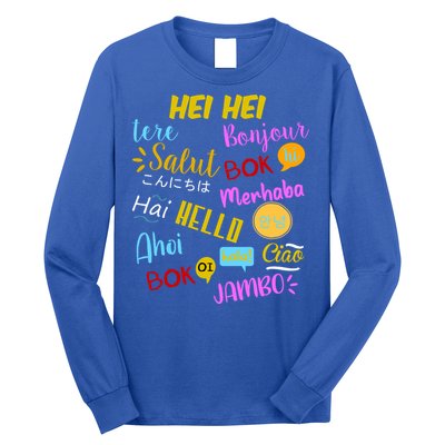 Hello Word In Different Languages Travel And Teacher Long Sleeve Shirt
