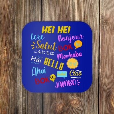 Hello Word In Different Languages Travel And Teacher Coaster