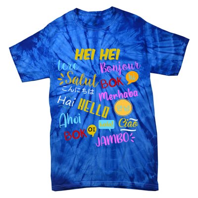 Hello Word In Different Languages Travel And Teacher Tie-Dye T-Shirt