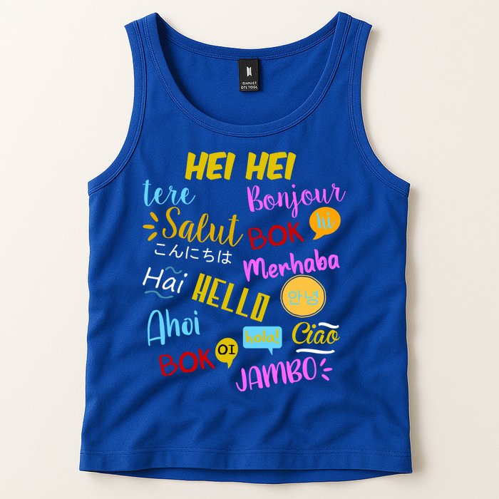 Hello Word In Different Languages Travel And Teacher Tank Top