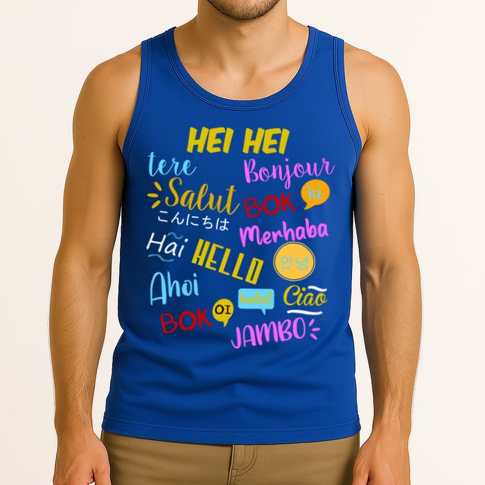 Hello Word In Different Languages Travel And Teacher Tank Top