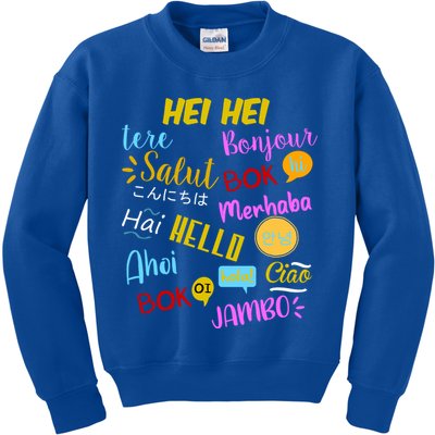Hello Word In Different Languages Travel And Teacher Kids Sweatshirt