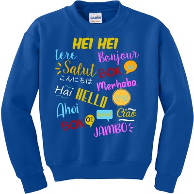 Hello Word In Different Languages Travel And Teacher Kids Sweatshirt