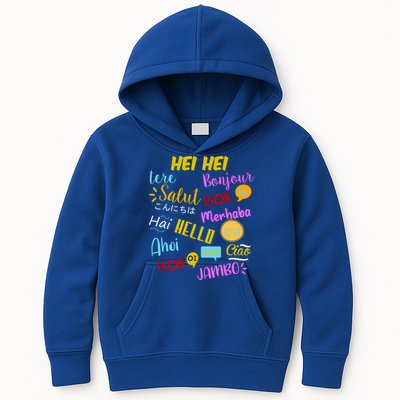 Hello Word In Different Languages Travel And Teacher Kids Hoodie