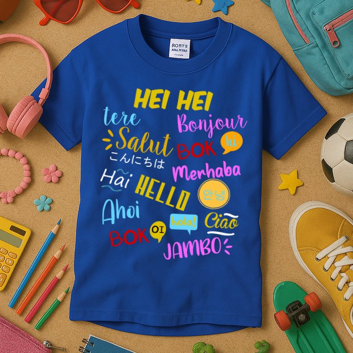 Hello Word In Different Languages Travel And Teacher Kids T-Shirt