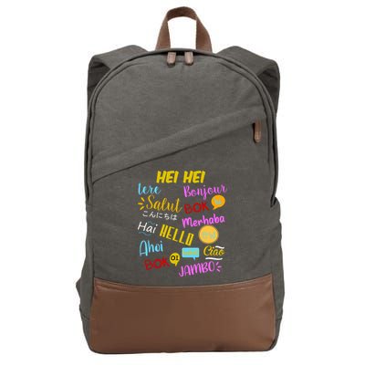 Hello Word In Different Languages Travel And Teacher Cotton Canvas Backpack