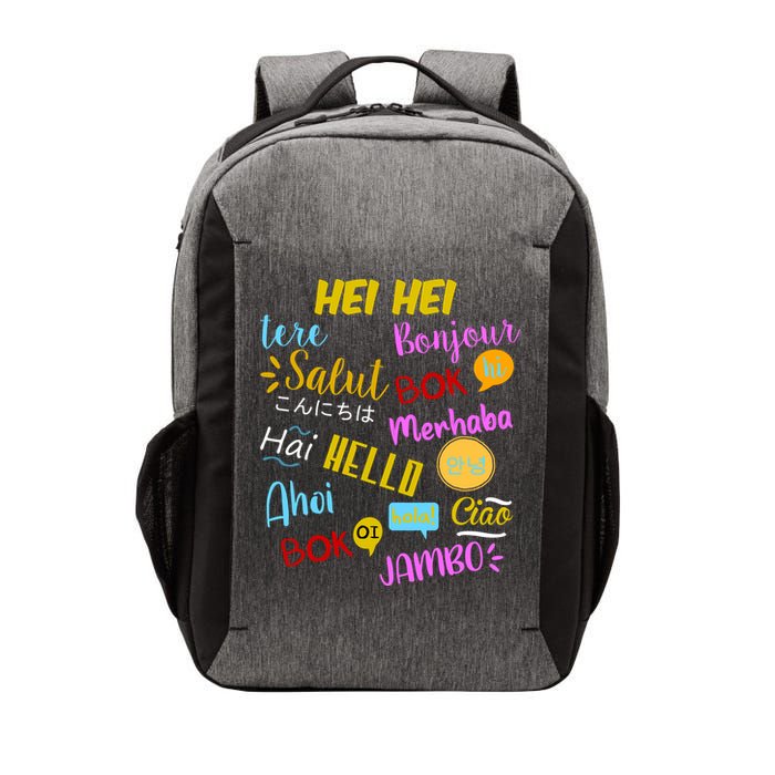 Hello Word In Different Languages Travel And Teacher Vector Backpack