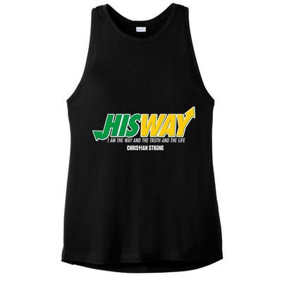 His Way I Am The Way The Truth And The Life Christian Strong Ladies PosiCharge Tri-Blend Wicking Tank
