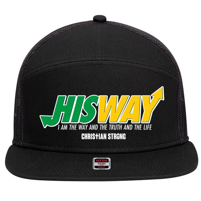 His Way I Am The Way The Truth And The Life Christian Strong 7 Panel Mesh Trucker Snapback Hat