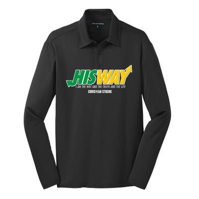 His Way I Am The Way The Truth And The Life Christian Strong Silk Touch Performance Long Sleeve Polo