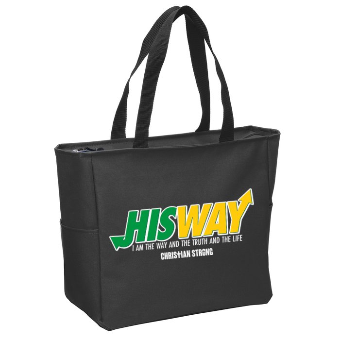 His Way I Am The Way The Truth And The Life Christian Strong Zip Tote Bag
