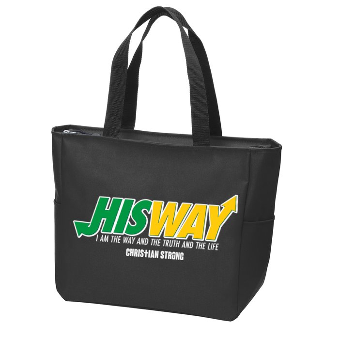 His Way I Am The Way The Truth And The Life Christian Strong Zip Tote Bag