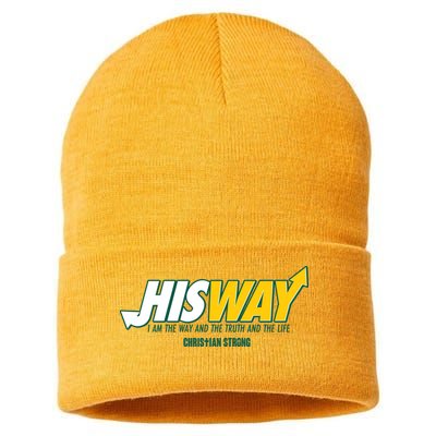 His Way I Am The Way The Truth And The Life Christian Strong Sustainable Knit Beanie