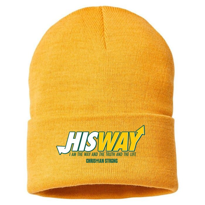 His Way I Am The Way The Truth And The Life Christian Strong Sustainable Knit Beanie