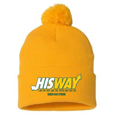 His Way I Am The Way The Truth And The Life Christian Strong Pom Pom 12in Knit Beanie