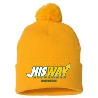 His Way I Am The Way The Truth And The Life Christian Strong Pom Pom 12in Knit Beanie