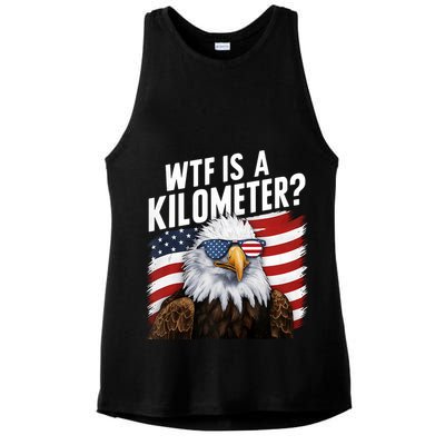 Hilarious Wtf Is A Kilometer 4th Of July Independence Day Ladies PosiCharge Tri-Blend Wicking Tank