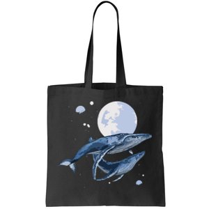 Humpback Whale In Space | Funny Beluga Orca Blue Whale Tote Bag