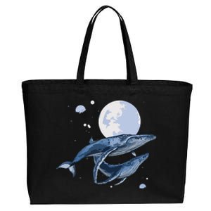 Humpback Whale In Space | Funny Beluga Orca Blue Whale Cotton Canvas Jumbo Tote