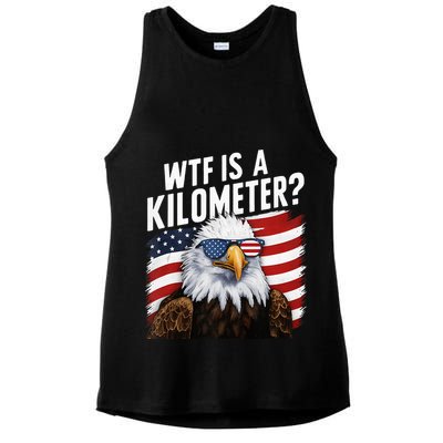 Hilarious Wtf Is A Kilometer 4th Of July Independence Day Ladies PosiCharge Tri-Blend Wicking Tank