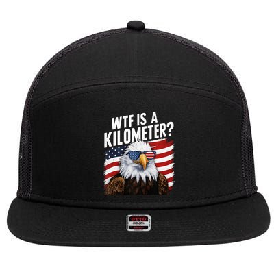 Hilarious Wtf Is A Kilometer 4th Of July Independence Day 7 Panel Mesh Trucker Snapback Hat