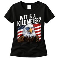 Hilarious Wtf Is A Kilometer 4th Of July Independence Day Womens T-Shirt