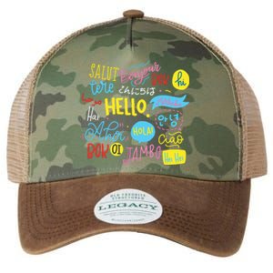 Hello Word In Different Languages Travel And Teacher Gift Legacy Tie Dye Trucker Hat