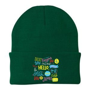 Hello Word In Different Languages Travel And Teacher Gift Knit Cap Winter Beanie