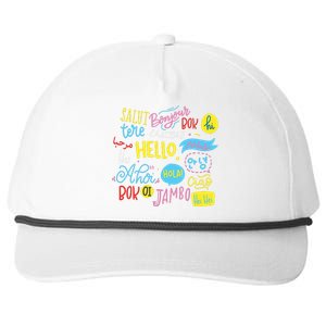 Hello Word In Different Languages Travel And Teacher Gift Snapback Five-Panel Rope Hat