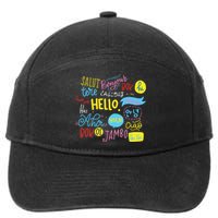 Hello Word In Different Languages Travel And Teacher Gift 7-Panel Snapback Hat