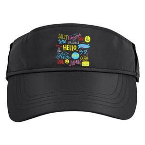 Hello Word In Different Languages Travel And Teacher Gift Adult Drive Performance Visor