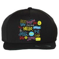 Hello Word In Different Languages Travel And Teacher Gift Wool Snapback Cap