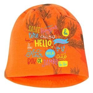 Hello Word In Different Languages Travel And Teacher Gift Kati - Camo Knit Beanie