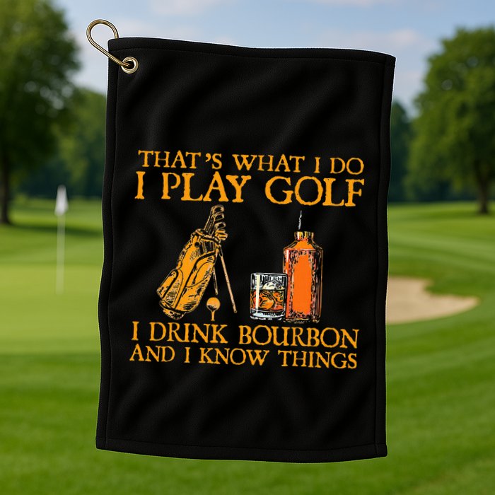 HatS What I Do I Play Golf I Drink Bourbon & I Know Hings Golf Towel
