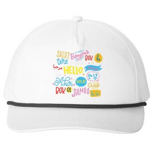 Hello Word In Different Languages Travel And Teacher Gift Snapback Five-Panel Rope Hat