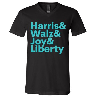 Harris Walz Joy Liberty Harris Walz Waltz 2024 Retro V-Neck T-Shirt