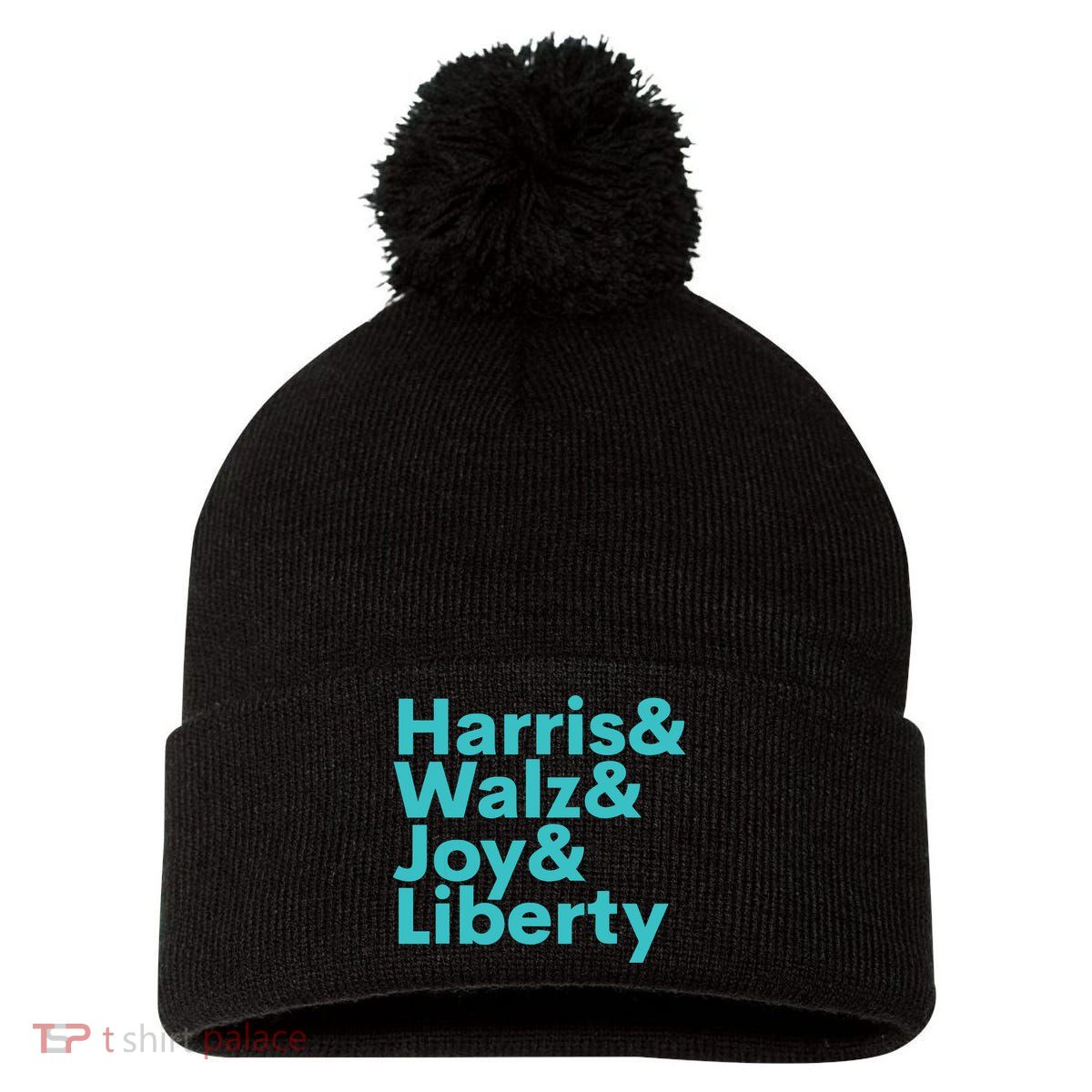 Harris Walz Joy Liberty Harris Walz Waltz 2024 Retro Pom Pom 12in Knit Beanie