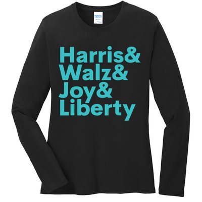 Harris Walz Joy Liberty Harris Walz Waltz 2024 Retro Ladies Long Sleeve Shirt