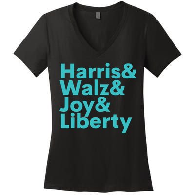 Harris Walz Joy Liberty Harris Walz Waltz 2024 Retro Women's V-Neck T-Shirt