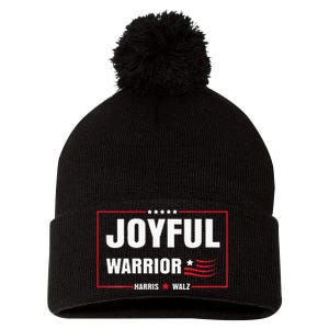 Harris Waltz Joyful Warrior Kamala Harris Tim Walz President Pom Pom 12in Knit Beanie