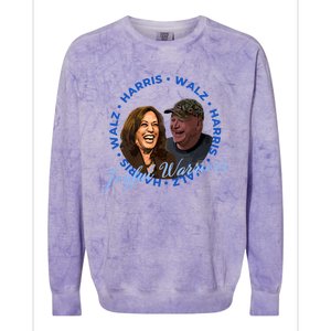 Harris Walz Joyful Warriors Walz Kamala Harris 2024 Colorblast Crewneck Sweatshirt