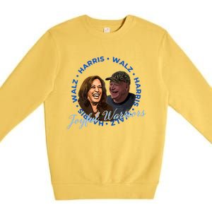 Harris Walz Joyful Warriors Walz Kamala Harris 2024 Premium Crewneck Sweatshirt